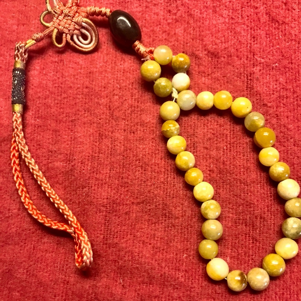 Vintage jade rosary, handmade